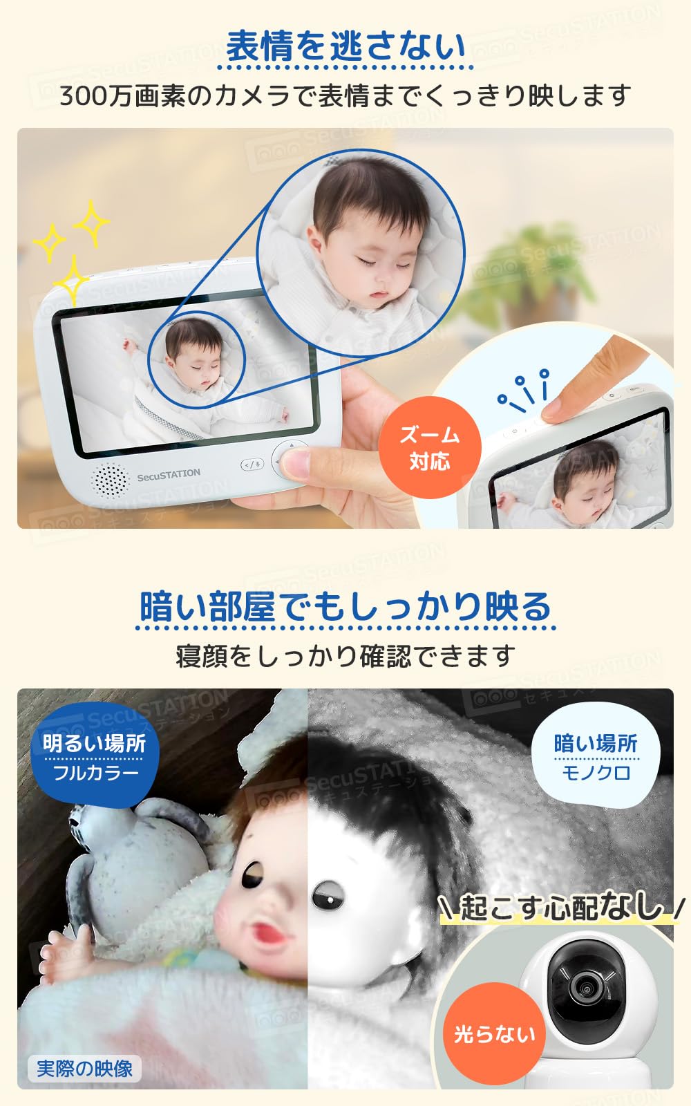 Amazon.co.jp: SecuSTATION ベビーモニター 5インチ モニター付き